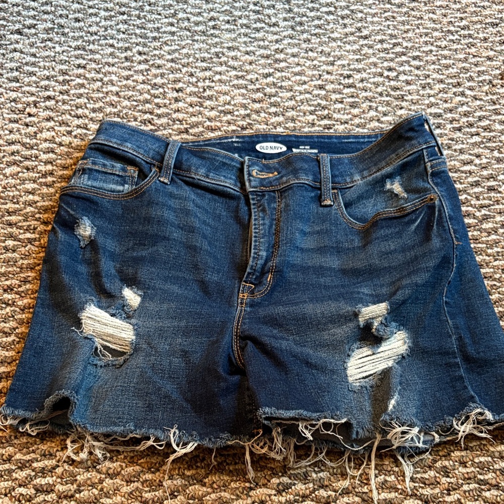 Old Navy Women's Ripped Jean Shorts - Dark Blue